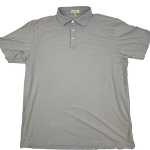 Peter Millar Polo Shirt Mens XL Blue Striped Pima Cotton Blend Short Sleeve